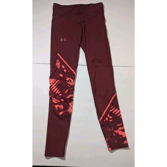 Under Armour Pants Women's Medium Fly Fast 2.0 Print Tights League Red - Picture 1 of 10